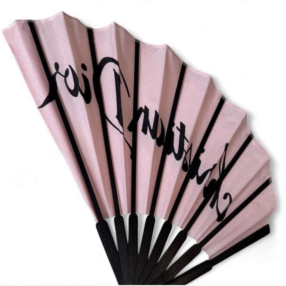 Christian Dior Folding Fan Pink/ Black Hand Fan Novelty - Picture 3 of 4